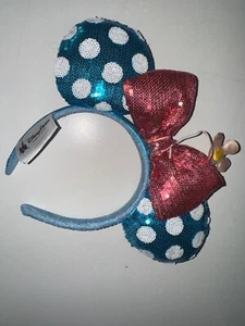 Disney Parks Minnie Mouse gepunktet blau Pailletten Schleife Blume Ohren Stirnband - Bild 1 von 3