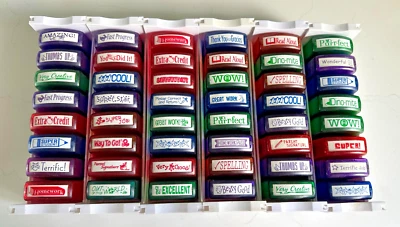 Juego de 8 estampillas de plástico y goma MessageStar de colección para maestros ELIGE UN JUEGO Foto 1 de 2