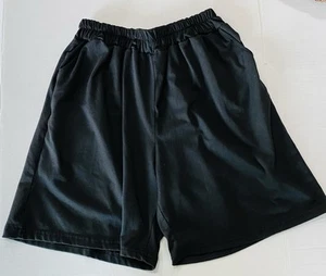Women's Black Shorts Size L Elastic Waist Slit Pockets - Picture 1 of 6