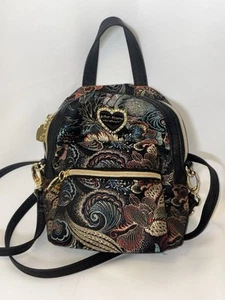 Betsey Johnson Mini Crossbody Backpack Black Rhinestone Shimmer Bag - Picture 1 of 9
