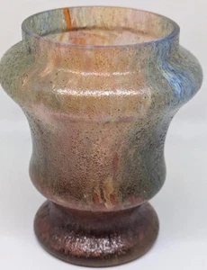 GORGEOUS 6" Bohemian Czech Art Glass Vase Glue Chip Overshot Multiple Colors - Picture 1 of 11