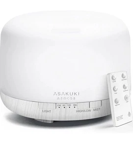 Difusor de aceites esenciales de 500 ml con control remoto, temporizador y apagado automático (blanco) - Imagen 1 de 12