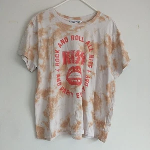 Elizabeth & James T Shirt Tee Women’s XXL 2XL/L*Beige Tie Dye KISS Rock And Roll - Picture 1 of 7