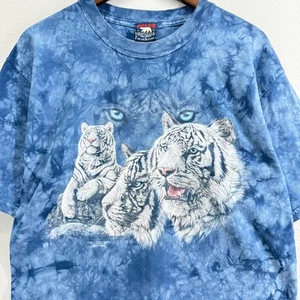 Polar Graphic U.S.A VTG T-Shirt Siberian Tiger Tie Dye Blue Size Large Dadcore - Picture 1 of 9