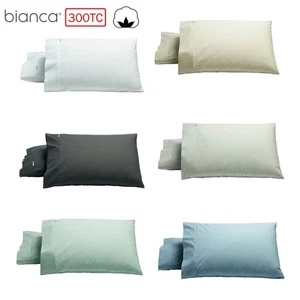 BIANCA Pair of 300TC Heston Cotton Percale STANDARD Pillowcases - 5 Color Choice - Picture 1 of 8