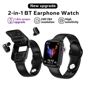 Montre Connectée 2 En 1 avec Écouteurs Homme Smartwatch Casque Sans Fil pour Android iOS - Photo 1 sur 24