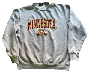 VTG Minnesota Gophers Sweatshirt Pullover Sz L Adult Gray Long Sleeve Crew Neck - Picture 1 of 7