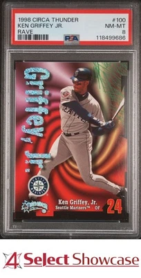 1998 CIRCA THUNDER RAVE #100 KEN GRIFFEY JR. MARINERS HOF #/150 PSA 8 - Image 1 of 4