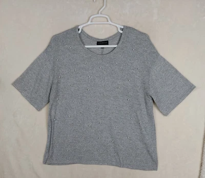 Lane Bryant Sweater Womens Plus 18-20 Gray Faux Pearl Short Sleeve Soft Casual - Image 1 of 4