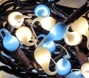 Light Blue & Custard Hand Dipped Silicone 50 Count LED Teeny Light Strand - Picture 1 of 3