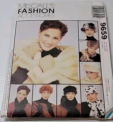 McCALL'S Fashion Accessories Pattern 9659 All Sizes Fake Fur Hat Headband Scarf - Image 1 of 2