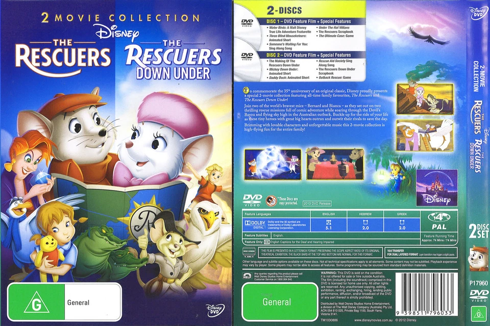 179D NEW SEALED DVD Region 4 THE RESCUERS DOWN UNDER - image 1 of 1