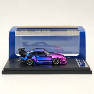 STREET WARRIOR 1:64 Porsche 993 RWB Gradient Chrome Purple Diecast Models Car