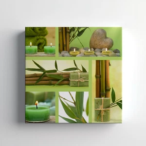 Grün Zen Spa Collage Leinwanddruck Wandkunst, stilvoll Wohnkultur Wandhänger - Bild 1 von 12