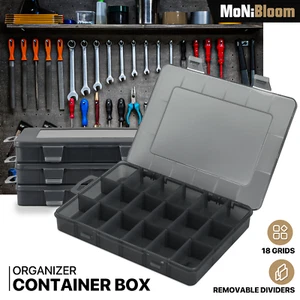 18 Compartments Organizer Box Clear Plastic Multipurpose Adjustable Grids, 4PCS - Picture 1 of 9