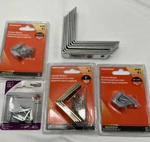Corner Brace Lot of 23 Pieces Various Sizes and Brands Hillman - Stanley - Picture 1 of 11