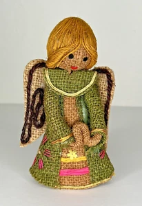 Statuina vintage angelo albero topper MCM anni 60 tela juta - Foto 1 di 9