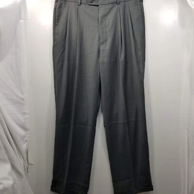 Covington Mens Straight Leg Dress Pants Mid Rise Gray Pleated Front Cuffed 36/30 - Image 1 of 4