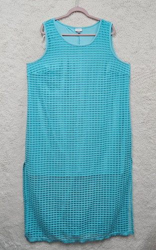 PALM ANGELS Abito donna Avenue 22 24 blu poli misto pizzo sovrapposizione spacco laterale senza maniche midi