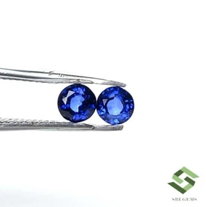 4 mm Natürlicher Blauer Saphir Rundschliff Paar 0,65 cts Facettiert Lose Edelsteine - Bild 1 von 9