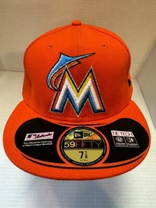 Cappello da uomo New Era MLB autentico 59FIFTY aderente Miami Marlins arancione 7 7/8 - Foto 1 di 6