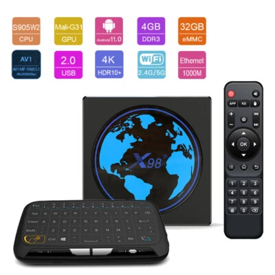 Android 11.0 X98 Mini Bluetooth 4K HDR Amlogic 32GB Dual WiFi+1000M Smart TV Box - Image 1 of 4