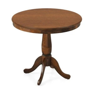 32" Wooden Round Dining Table 4 People End Side Table With Rubber Wood Pedestal - Picture 1 of 10