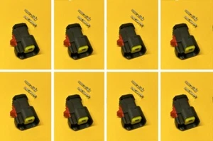 Plug set x 8 for EV6 USCAR Fuel Injector Bosch 2 pin quick release connector - Picture 1 of 3