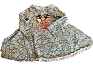 Peaches N Cream Girls Tunic Top Dress Reindeer Girl 5 Christmas Holiday Twirl - Picture 1 of 3