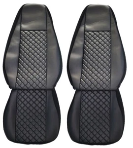 Setof2 Black Seat Covers PU Leather compatible with Renault Premium 400-450 20 - Picture 1 of 1