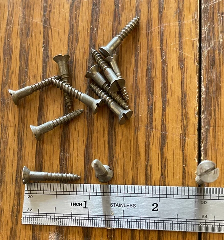 6 X 7/8 Wood Screws Antique Flat Head Slotted Steel American Made Screws Cover