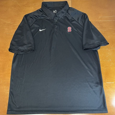 Stanford Cardinal Shirt Mens Extra Large Black Polo Short Sleeve Nike Dri Fit Cover