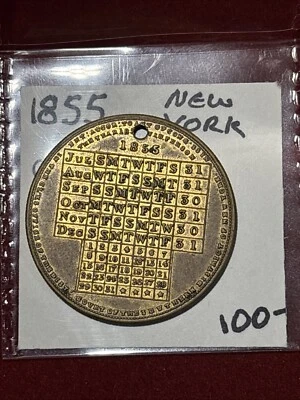 1855 Calendar Token England New York Scarce High Grade - Image 1 of 4