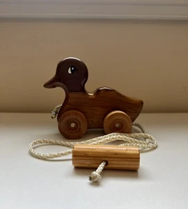 Handmade Wooden Duck Pull Toy - Tony's Toy's - New - Picture 1 of 8
