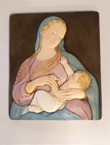 PLACCA IN MARMO RESINA MADONNA CON BAMBINO DIPINTA A MANO - Bild 1 von 2