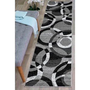 Rugshop Rugs Runners 2x7 Geometric Circles Kitchen Runner Rugs Gray Hallway Rug - Picture 1 of 5