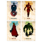Ensemble d'affiches minimalistes aquarelles Avengers, Captain America, Iron Man, Hulk, Thor