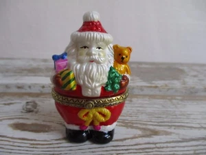 (1) Hinged Ceramic Santa Trinket Ring Box - Picture 1 of 12