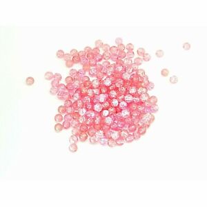 200 Pink Crackle Glass Beads 6mm  Jewellery Making Crafts J04926XF