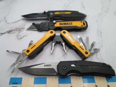 Lote de 4 Herramientas DeWalt Cuchillo Abierto Asistido Utilidad Tanto y Multiherramienta con Alicates Foto 1 de 4