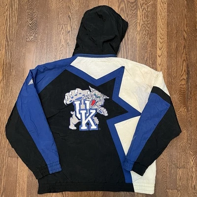 VTG 90's APEX ONE Kentucky Wildcats Puffer Jacket Blue Black & White SZ XL ZIP - Image 1 of 4