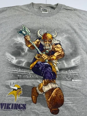 Винтажная футболка Lee Sport Minnesota Vikings мультфильм графика футболка NFL 2001 Y2K XL РЕДКАЯ - Изображение 1 из 4