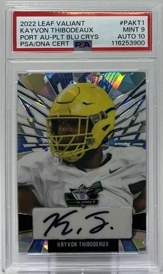 Kayvon Thibodeaux Rookie Auto PSA 9/10 - 2022 Leaf Valiant ‘Platinum Blue’ /7 - Image 1 of 4