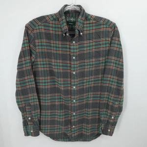 Gitman Bros Shirt Mens Medium Gray Teal Plaid Flannel Button Down Outdoors USA - Picture 1 of 12