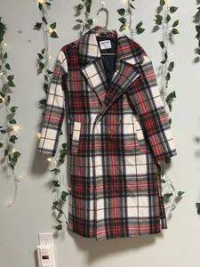 Old Navy rot-weiß Schottenkaro zweireihiger Mantel XS - Bild 1 von 5