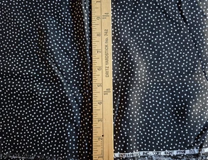 WHITE  POLKA DOT PRINT  ON BLACK  100%  POLYESTER FABRIC  33X44 INCHES - Picture 1 of 2