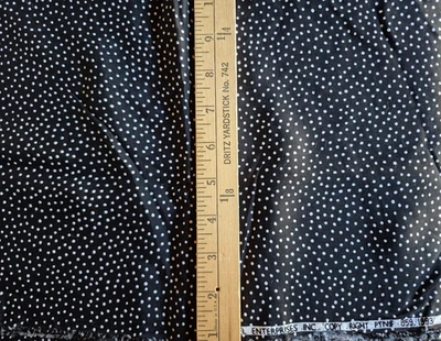 WHITE  POLKA DOT PRINT  ON BLACK  100%  POLYESTER FABRIC  33X44 INCHES - Image 1 of 2