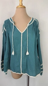 Sundance bestickte Bauernbluse mit Ballonärmeln Oberteil Damen S M - Bild 1 von 5