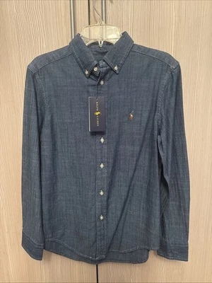 Camisa Denim Ralph Lauren Niños 10/12 Manga Larga Dinero Antiguo Abotonada Preppy Foto 1 de 4