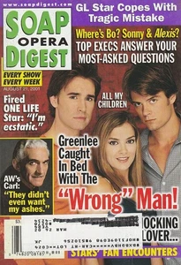 Soap Opera Digest Aug 21, 2001 REBECCA BUDIG-JOSH DUHAMEL-CHARLES KEATING-INGO R - Picture 1 of 4